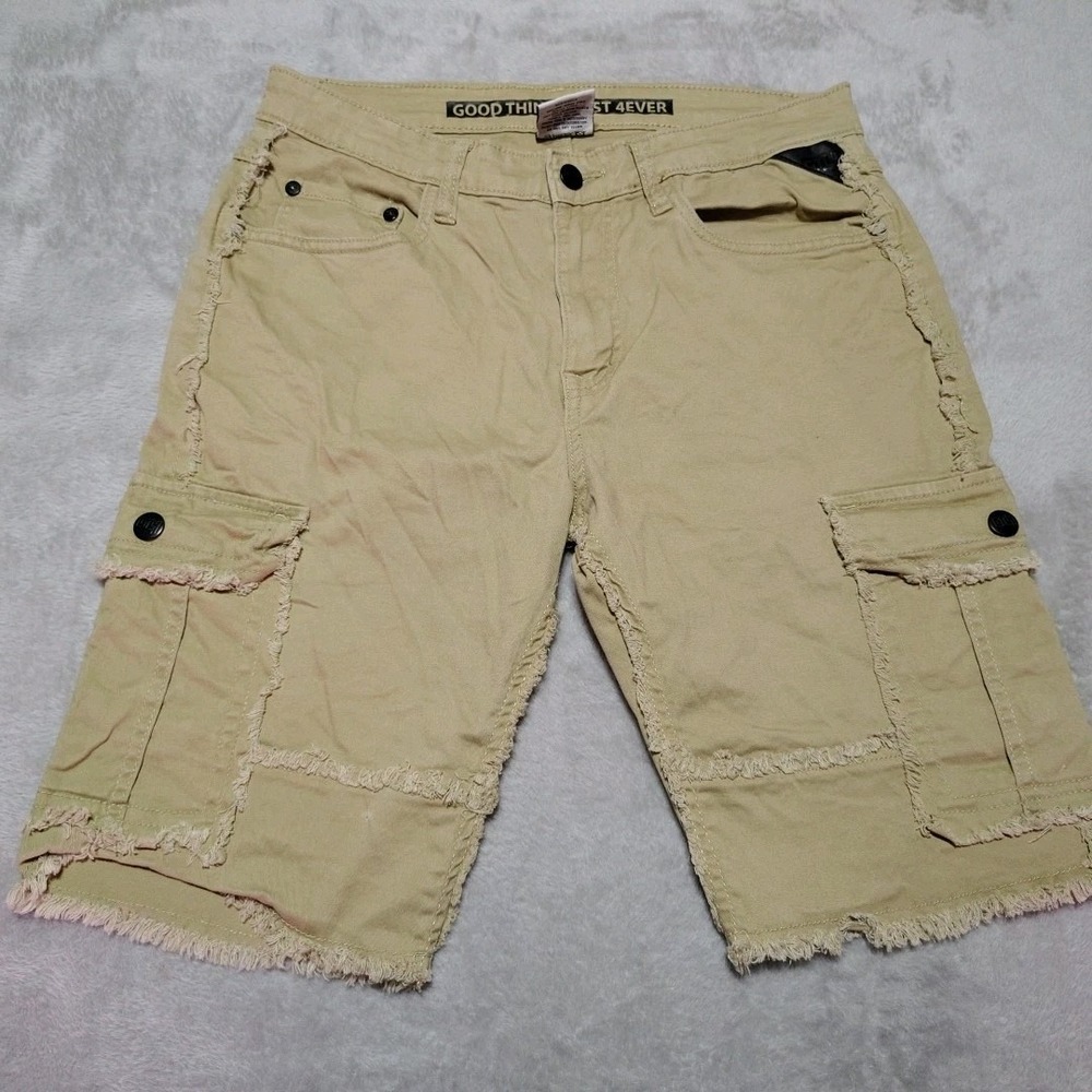 Good Things Last 4Ever Cargo Shorts Men 30/10 Khaki Hiking Activity Beach Fringe